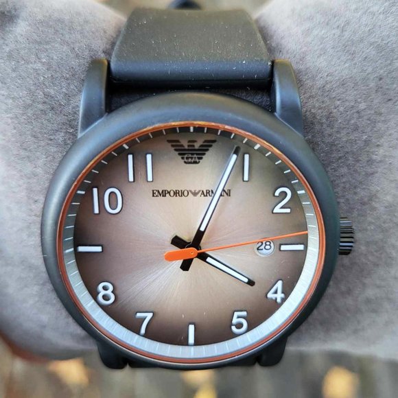 New EMPORIO ARMANI AR11176 Date Black Silicone Men Quartz Watch No Box A… - Picture 5 of 9